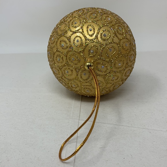 Large round gold glitter Christmas tree ornament decoration vintage decor - Picture 7 of 17